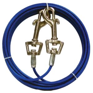Boss Pet PDQ Q233000099 Pet Tie-Out Belt with Twin Swivel Snap, 30 ft L Belt/Cable, For: Medium Dogs Up to 35 lb