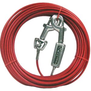 Boss Pet PDQ Q3540SPG99 Tie-Out with Spring, 40 ft L Belt/Cable, For: Large Dogs up to 60 lb