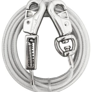 Boss Pet PDQ Q5715SPG99 Tie-Out with Spring, 15 ft L Belt/Cable, For: Extra Large Dogs Up to 125 lb