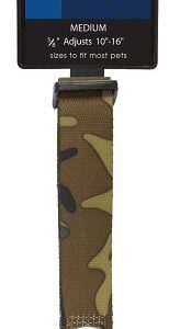 Casual Canine ZA6741 14 43 Dog Collar, D-Ring Link, 14 to 20 in L, 5/8 in W, Nylon, Green Camo