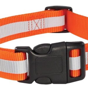 Guardian Gear ZA984 14 69 Reflective Dog Collar, Buckle Link, 14 to 20 in L, 5/8 in W, Nylon, Orange