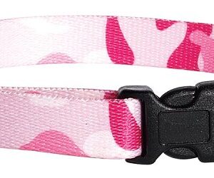 Casual Canine ZA6741 06 75 Dog Collar, D-Ring Link, 6 to 10 in L Collar, 3/8 in W Collar, Nylon, Pink Camo