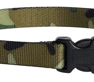 Casual Canine ZA6741 10 43 Dog Collar, D-Ring Link, 10 to 16 in L Collar, 5/8 in W Collar, Nylon, Green Camo