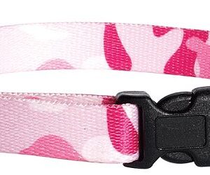 Casual Canine ZA6741 10 75 Dog Collar, D-Ring Link, 10 to 16 in L Collar, 5/8 in W Collar, Nylon, Pink Camo