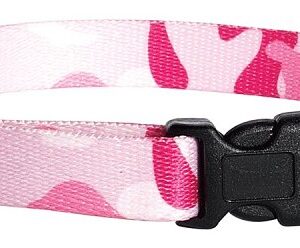 Casual Canine ZA6741 14 75 Dog Collar, D-Ring Link, 14 to 20 in L Collar, 5/8 in W Collar, Nylon, Pink Camo
