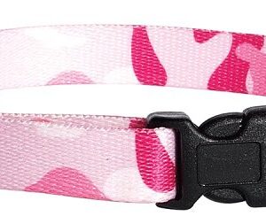 Casual Canine ZA6741 18 75 Dog Collar, D-Ring Link, 18 to 26 in L Collar, 1 in W Collar, Nylon, Pink Camo