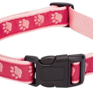 Casual Canine ZA8871 10 75 Dog Collar, 10 to 16 in L Collar, 5/8 in W Collar, Nylon, Pink, Two Tone Paw Print