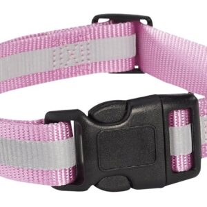 Guardian Gear ZA984 18 75 Dog Collar, 18 to 26 in L Collar, 1 in W Collar, Nylon, Pink, Reflective Taping