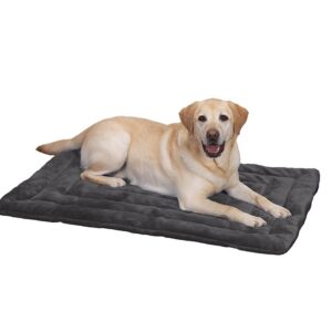 Slumber Pet ZW941 32 20 Plush Dog Mat, 32 in L, 20 in W, Plush Fur/Polyfiber Cover, Gray