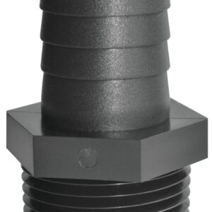 Green Leaf A3438P Pipe to Hose Adapter, Straight, 3/4 x 3/8 in, Hose Barb x Male NPT, Polypropylene, Black