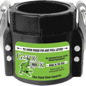 Green Leaf GLP300D Cam Lever Coupling, 3 in, Female x FNPT, Polypropylene, Black