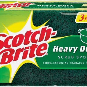Scotch-Brite HD-3 Scrub Sponge, 2-3/4 in L, 4-1/2 in W, 0.6 in Thick, Cellulose/Synthetic Fiber, Green