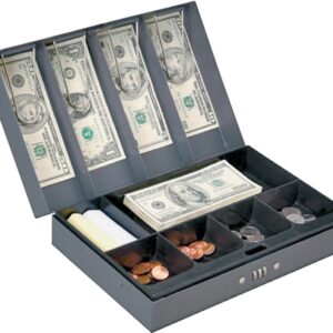 ProSource TS811 Cash Box, 11-3/8 L x 7-5/8 W x 3-1/4 H in Exterior, Steel, Combination Lock, 6-Compartment