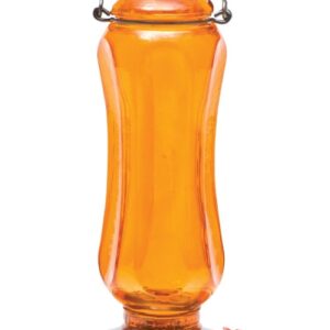 Perky-Pet 8135-2 Bird Feeder, Carnival Glass Vintage, 16 oz, 4-Port/Perch, Glass, Orange, 11-3/4 in H