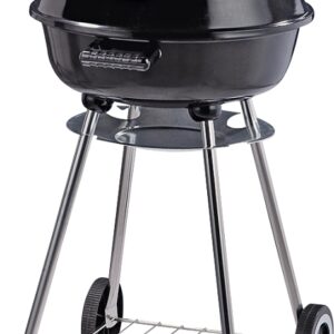 Omaha KY220188 Charcoal Kettle Grill, 2-Grate, 247 sq-in Primary Cooking Surface, Black, Steel Body