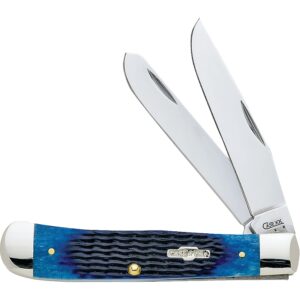 Case 02800 Folding Pocket Knife, 3-1/4 in Clip, 3.27 in Spey L Blade, Stainless Steel Blade, 2-Blade, Blue Handle