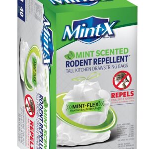 Mint-X MX2425W40F Trash Bag, L, 13 gal Capacity, Plastic, White