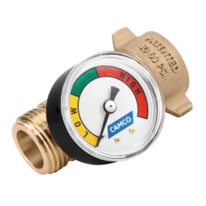 Camco USA 40063 Water Pressure Regulator with Gauge, Threaded, 125 psi Pressure, Brass