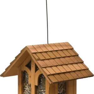 Perky-Pet 50172 Wild Bird Feeder, Mountain Chapel, 3.5 lb, Fir Wood, 13.23 in H, Pole Mounting