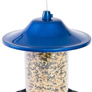 Perky-Pet 312B Panorama Bird Feeder, 9 in H, Perch, 2 lb, Blue, Powder-Coated Blue Sparkle