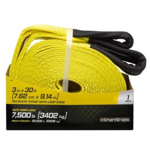 SmartStrap 832 Recovery Strap, 7500 lb, 3 in W, 30 ft L, Loop End, Nylon, Yellow