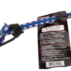 ProSource FH64019 Stretch Cord, 8 mm Dia, 36 in L, Polypropylene, Blue, Hook End