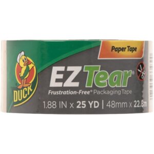 Duck EZ Tear 242828 Packaging Tape, 25 yd L, 1.88 in W, Kraft Paper Backing, Tan
