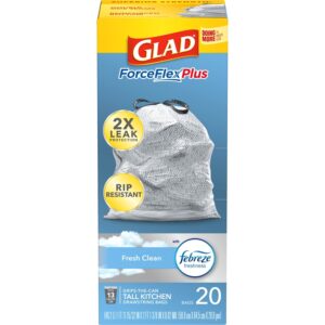 Glad ForceFlex MaxStrength Series 79208 Trash Bag, XL, 13 gal, Plastic, White
