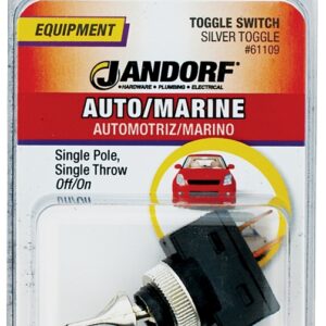 Jandorf 61109 Switch, 20 A, 12 VDC, SPST, Tab Terminal, Black/Silver