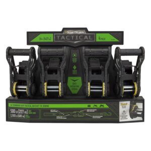 SmartStrap 4630 Tactical Tie-Down, 1 in W, 14 ft L, Polyester, Dark Gray, 500 lb Working Load, S-Hook End