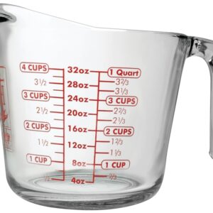 Anchor Hocking 551780L13 Measuring Cup, 1 qt Capacity, Glass, Clear