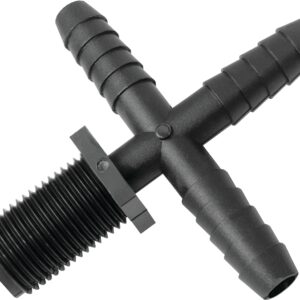 Green Leaf T 38 C P 1PK Hose to Pipe Cross, Nozzle, 3/8 x 11/16 in, Barb x Male Union, Polypropylene