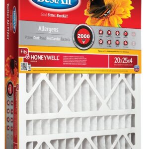 BestAir HW2025-11R Air Filter, 25 in L, 20 in W, 11 MERV, 1000 to 1200 MPR