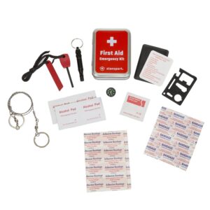 Stansport 625-100 Vintage Tin Emergency First Aid Kit, 19-Piece, Metal