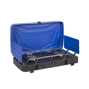 Stansport 203-50-95 Stove, 2-Burner, Propane, 20,000 Btu, Stainless Steel