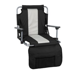 Stansport G-8-20 Stadium Folding Seat Chair with Arms, 17 in W, 5-1/2 in D, 17 in H, Steel Frame, Silver Frame