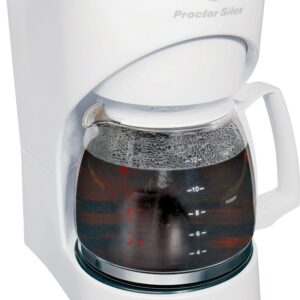 Proctor Silex 43501Y Coffee Maker, 12 Cups Capacity, 900 W, Glass, White, Automatic Control