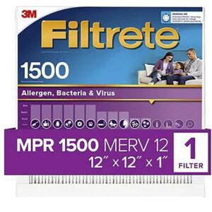 Filtrete 2010-4 Air Filter, 12 in L, 12 in W, 12 MERV, 1500 MPR, For: Air Conditioner, Furnace and HVAC System