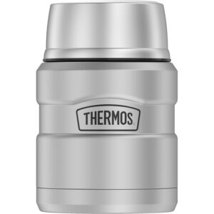 Thermos SK3000MSTRI4 STAINLESS KING Series Vacuum Insulated Food Jar with Foldable Spoon, Silver, 16 oz Capacity