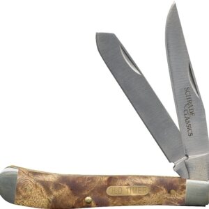 Old Timer 94OTW Folding Pocket Knife, Clip and Spey Blade, 6.9 in OAL, 3 in L Blade, Wood Handle