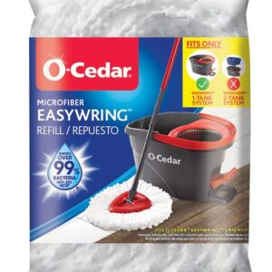 O-Cedar EasyWring 148474 Spin Mop Refill, Microfiber, White
