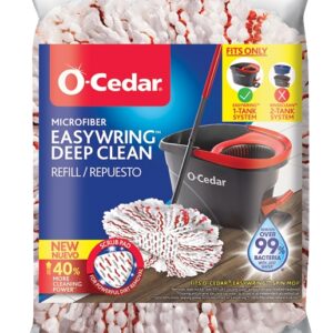 O-Cedar EasyWring 170500 Deep Clean Mop Head Refill, Microfiber, Red/White