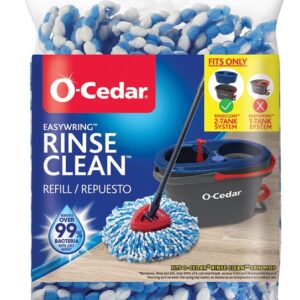 O-Cedar 168738 Rinse Clean Mop Refill, Microfiber, Blue/White