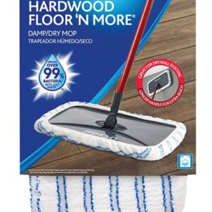 O-Cedar Floor N' More 168120 Dust Mop, 9 in W Head, 2.63 in L Head, Microfiber Head, Plastic Handle, 59-1/2 in L