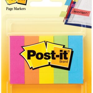 Post-it 670-5AF Page Marker, 1/2 x 2 in, Assorted, 50-Sheet