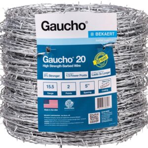 Gaucho 118290 Barbed Wire, 1320 ft L, 15-1/2 Gauge, Flat Barb, 5 in Points Spacing