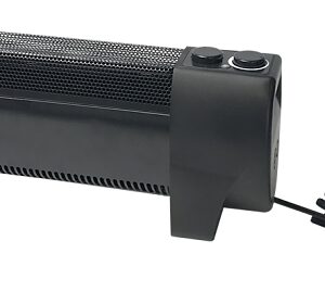 PowerZone DL12C Baseboard Heater, 12.5 A, 120 V, 750/1500 W, 5118.2 Btu Heating, 2-Heating Stage, Black