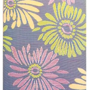 Border Concepts 21248 Outdoor Mat, 6 ft L, 9 ft W, Daisy, Reversible Pattern, Plastic Rug, Violet