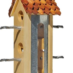 Perky-Pet 50171 Tin Jay Wood Bird Feeder, 2 lb, Fir Wood, Hanging/Pole Mounting