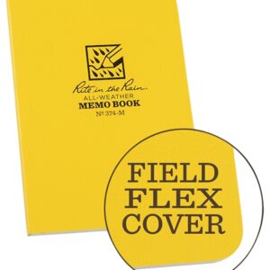 Rite in the Rain 374-M Memo Book with Field-Flex Cover, 3-1/8 x 5 in Sheet, 56-Sheet, White Sheet